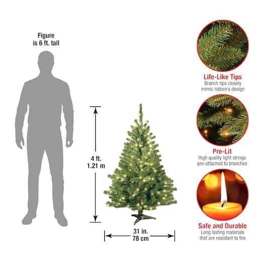 4 ft. Pre-Lit Kincaid Spruce Artificial Christmas Tree, Clear Lights
